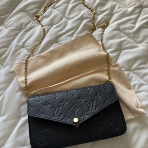 Louis Vuitton Black Monogram Crossbody Bag with Gold Chain